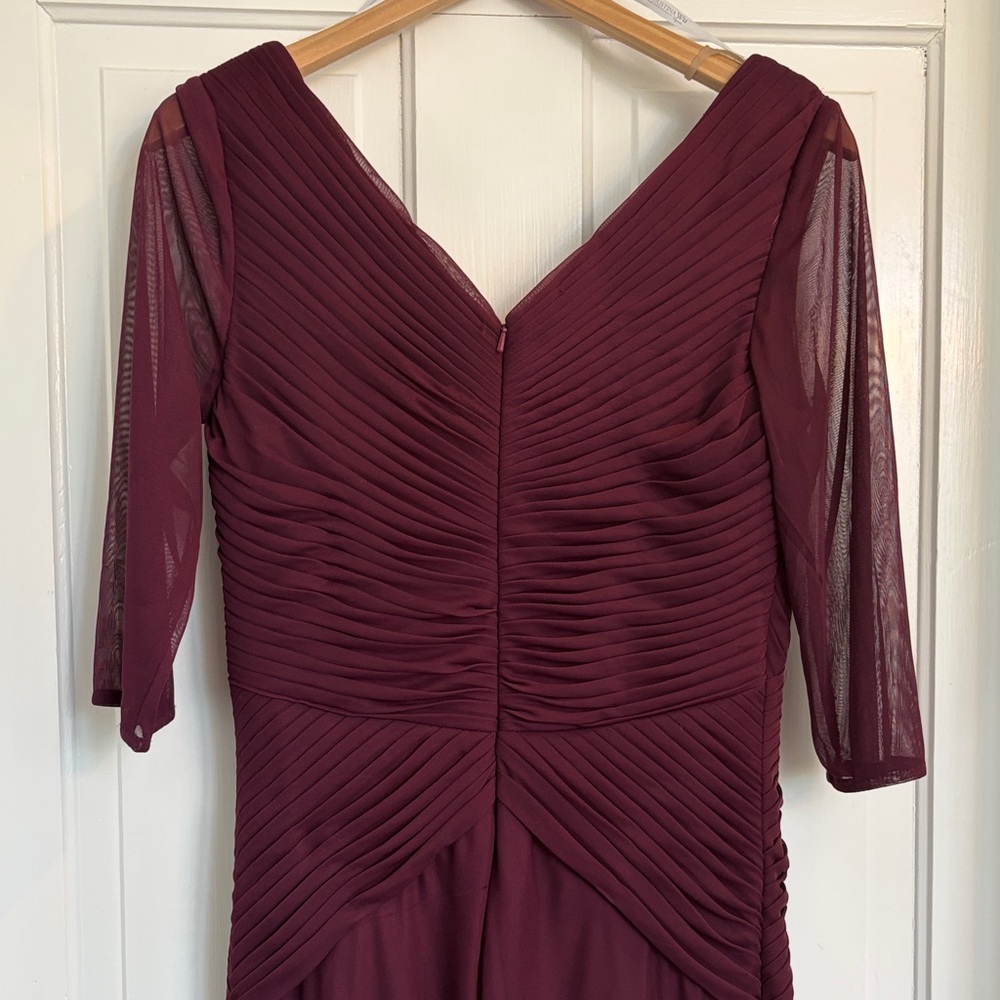 Christina Wu Eggplant 3/4 Sleeve V-Neck Evening Gown Style 17061 Size 8 - Picture 7 of 9